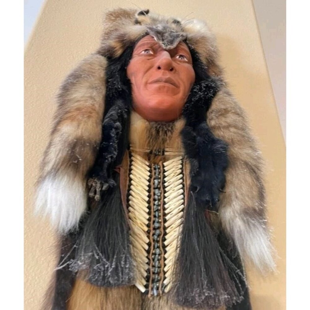43" Native American La Ne Ayo Assiniboine Walking Wolf Cherokee Mask 1/100 - Picture 11 of 16